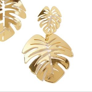 Double Leaf Shaped Drop Earrings